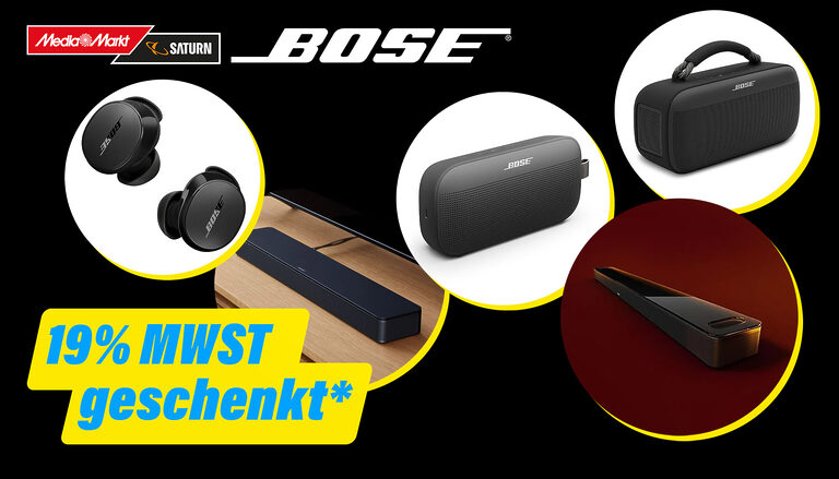 Preisgesenkte Soundbars und Lautsprecher von BOSE jetzt mit 19 Prozent MwSt. geschenkt