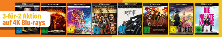 Günstige Filme auf 4K Ultra HD Blu-ray in der 3-für-2-Aktion auf Amazon.de