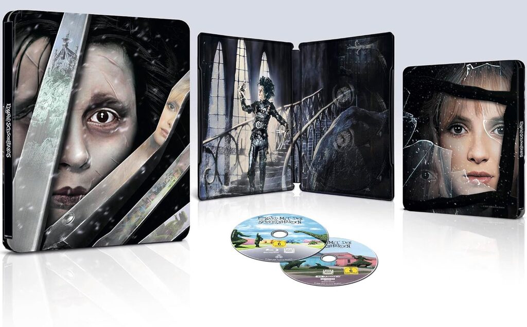 Detailabbildung Cover und Inlay des limitierten 4K Blu-ray Steelbooks (Edward mit den Scherenhänden).