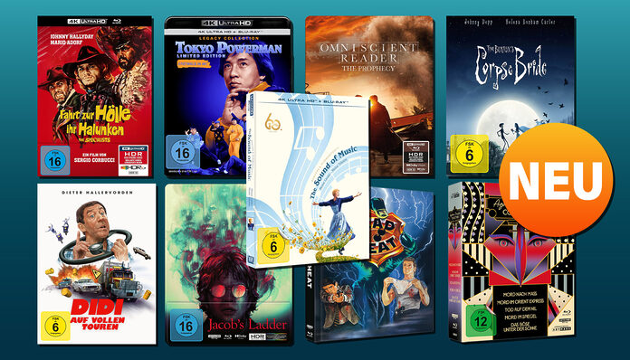 Eine große Auswahl neuer Film-Vorbesteller 4K Ultra HD Blu-ray mit Titeln von Tim Burton, Stanley Kubrick, Agatha Christie, Didi Hallervorden uvm.