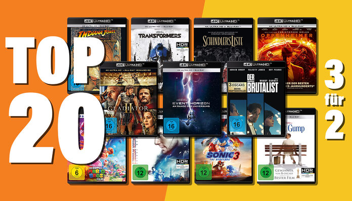Das sind die 20 meistgekauften Filme innerhalb der 3-für-2-Aktion auf ausgewählte 4K Blu-rays!
