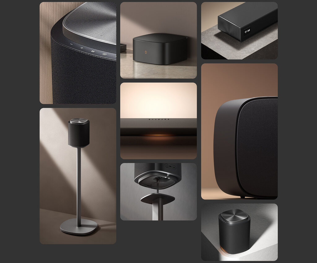 Die LG Sound Suite umfasst eine Soundbar, einen Subwoofer und Surround-Speaker.