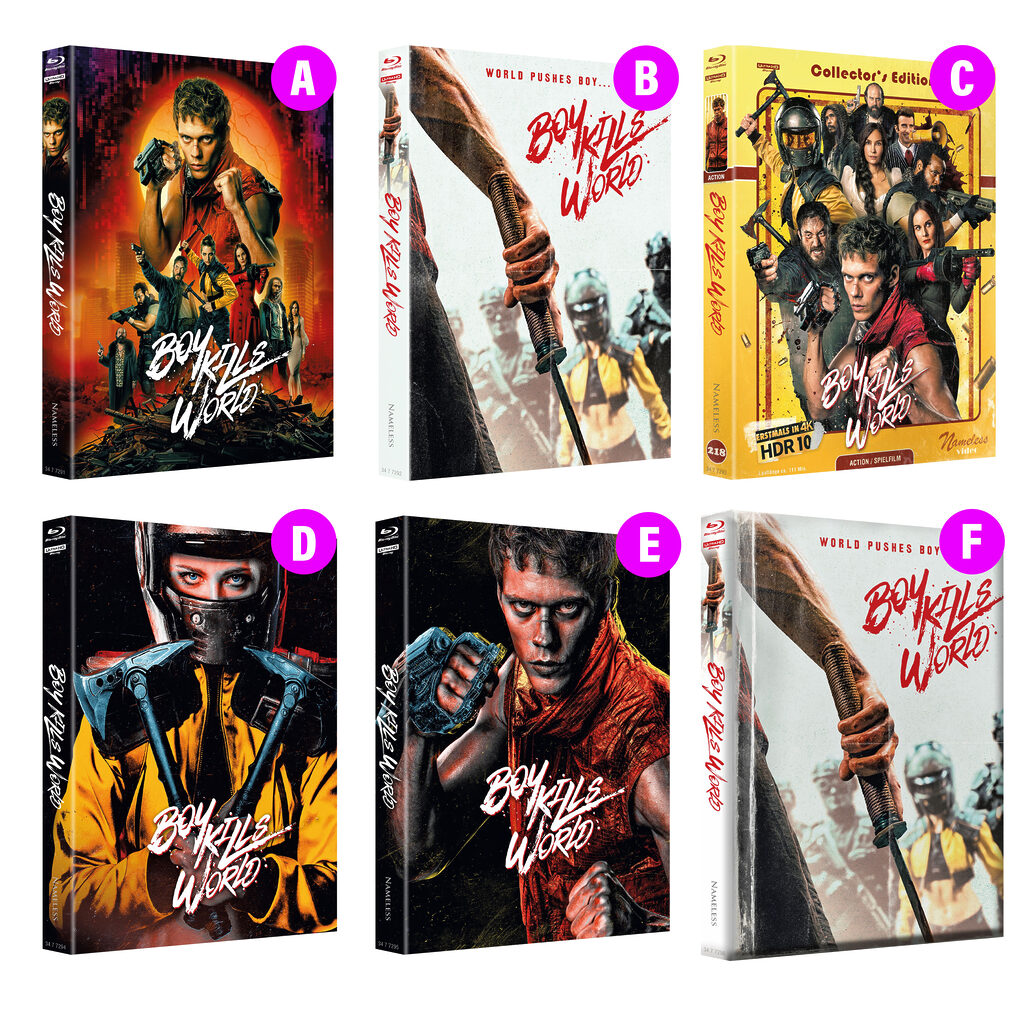 Die limitierten 4K Blu-ray Mediabook-Varianten zu "Boy Kills World".