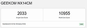 Dagegen die Geekbench-Ergebnisse im von Windows 11 definierten Leistungsmodus. Da sind es nur noch 2030 Punkte im Single-Core und 10.950 Punkte im Multi-Core.
