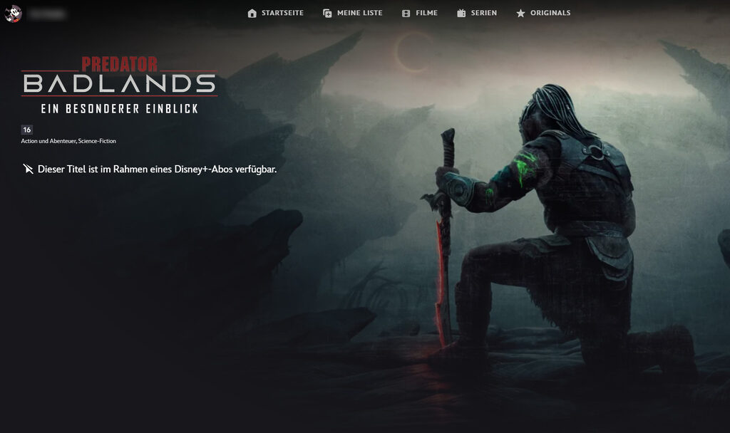Auf Disney+ gibt es bislang nur ein "Special" zu "Predator: Badlands" zu sehen (Making of / Behind The Scenes).