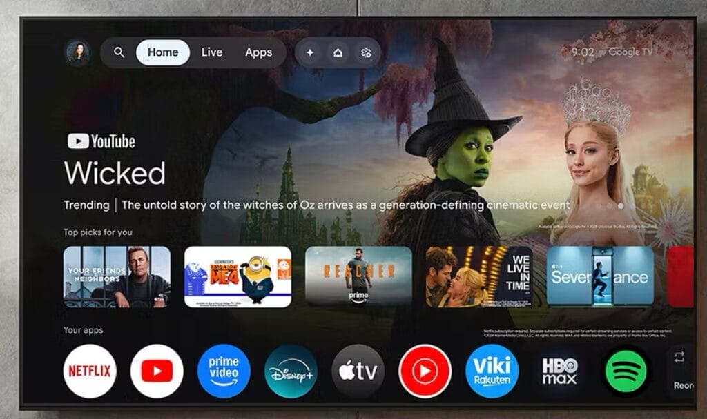 In den USA verwenden die Hisense U7SG Google TV.