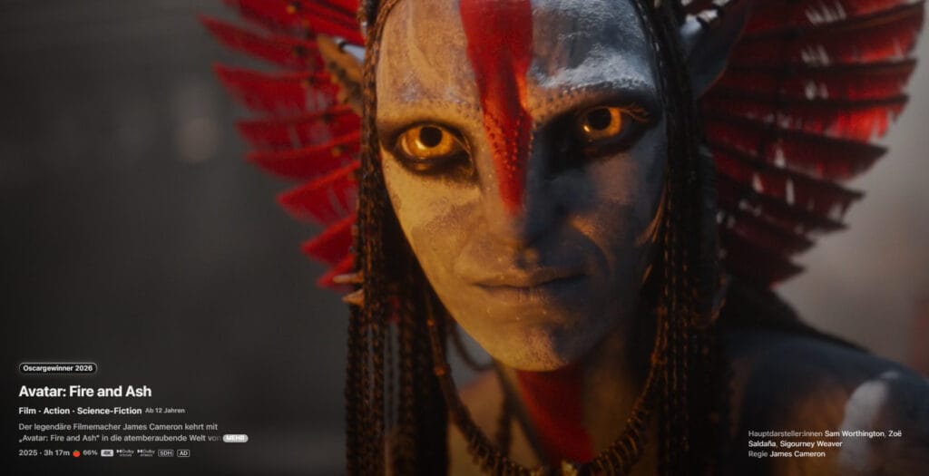 Avatar: Fire and Ash auf Apple TV glänzt mit einer audiovisuellen "Vollausstattung"