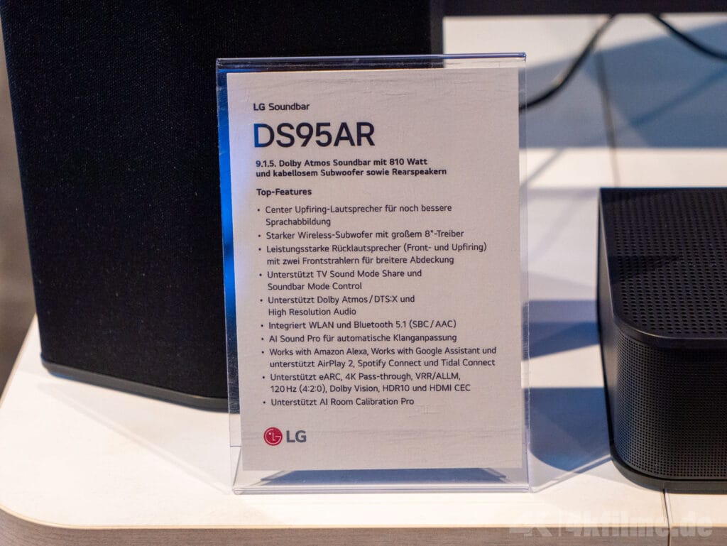 Die Spezifikationen der LG DS95AR 9.1.5-Kanal Dolby Atmos Soundbar sind üppig!