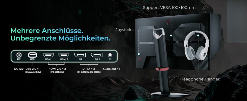 KTC H27E8: Breite Auswahl an Anschlussmöglichkeiten