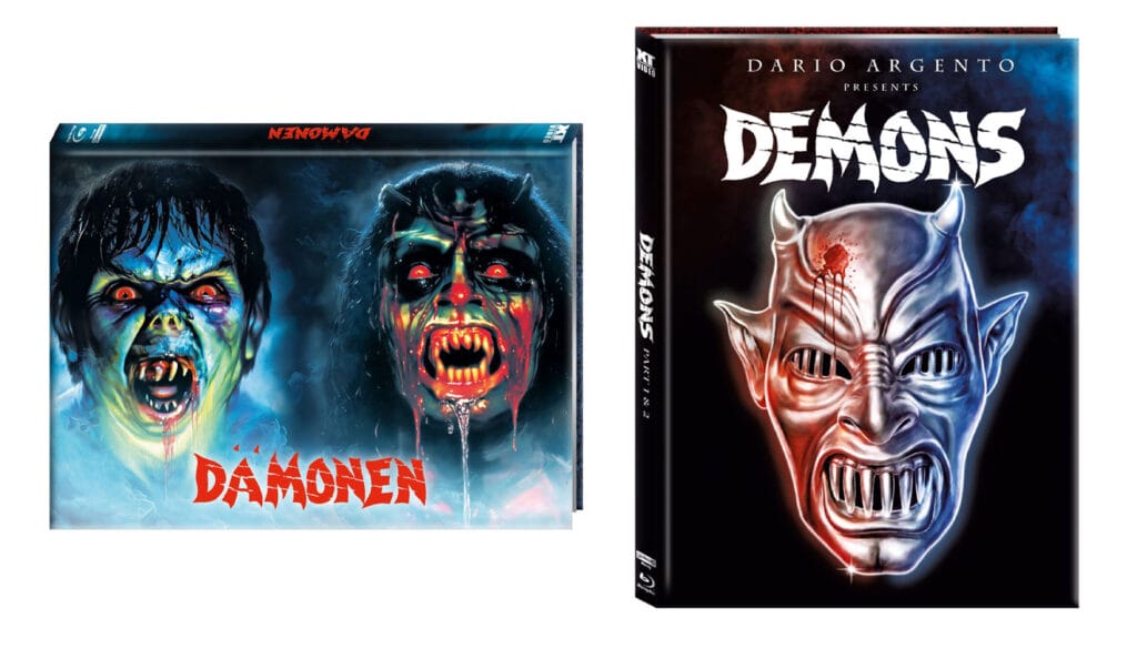 Dämonen 1 & 2 in zwei wattierten 4K Mediabooks (links Variante A / rechts Variante B)