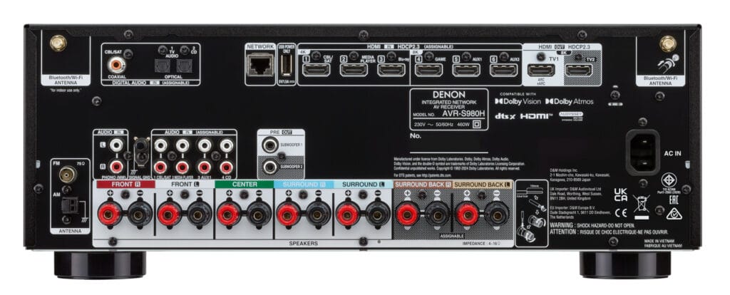 Die Schnittstellen des Denon AVR-S980H.