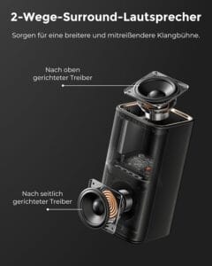 Die Rear-Lautsprecher sind mit einem 2-Wege-Lautsprecher für Surround-Sound und die Höhenkanäle ausgestattet.