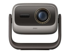 Die Front des JMGO N3 Ultimate mit den Sensoren für die automatische Bildkorrektur und der hochwertigen Optik.