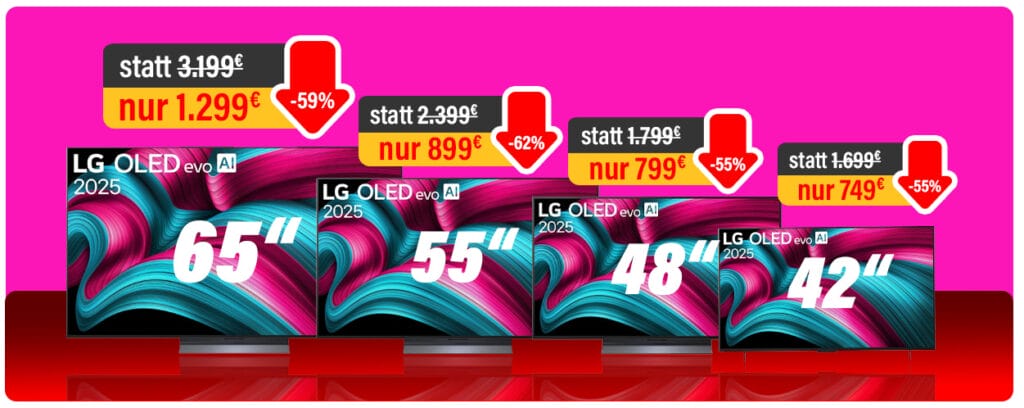Die Preise der Bestseller-OLED-TVs wurden drastisch reduziert! Der Verkauf erfolgt nur solange der Vorrat reicht!