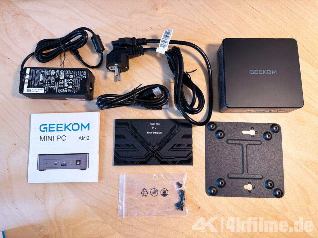 Der komplette Lieferumfang des Geekom Air12 Mini-PCs (2026-Edition)