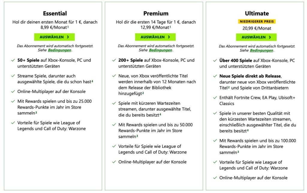 Der Xbox Game Pass Ultimate und der PC Game Pass werden günstiger.