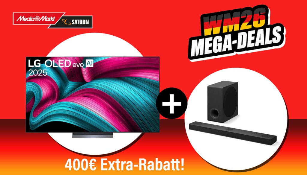 Wer einen LG OLED TV und Soundbar im Bundle kauft und so für die richtige Klangkulisse sorgt, spart zusätzlich nochmals bis zu 400 Euro!