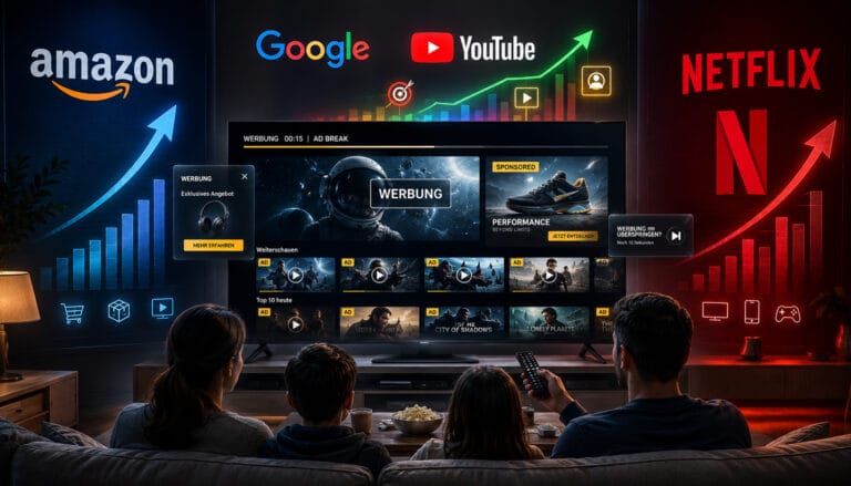 Streaming mit Werbung: Amazon, Google und Netflix dominieren