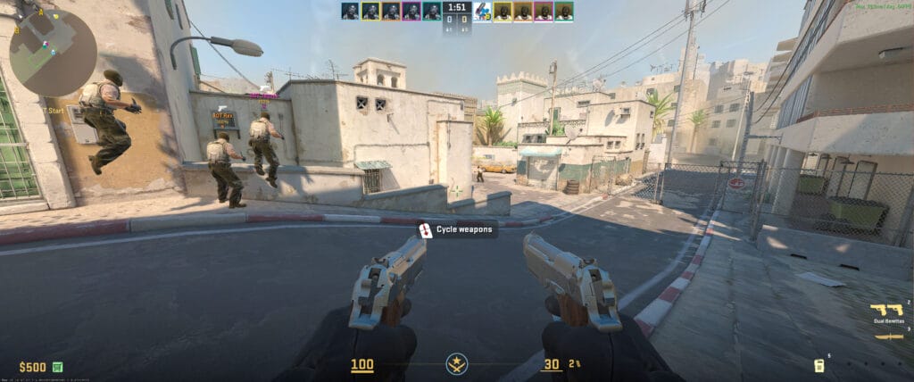 CS2 (Counter Strike 2) lief mit 3440 x 1440p mit bis zu 50 Fps bei mittleren Details