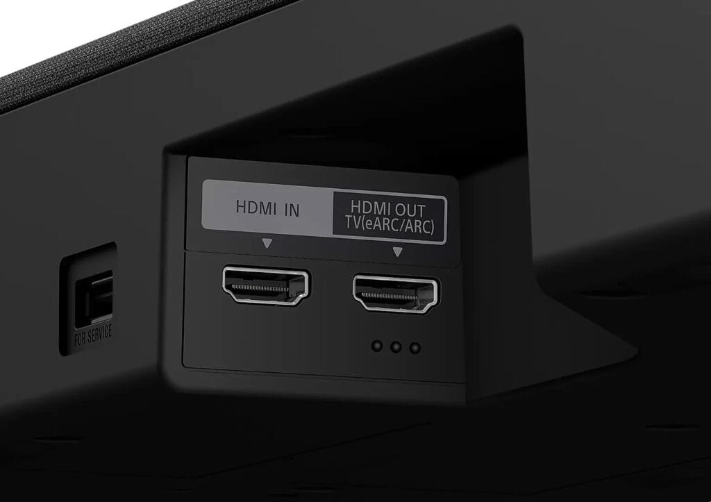 Dank eines HDMI 2.1-Ausgangs sowie eines HDMI 2.1-Eingangs können Videosignale mit 4K und 120Hz problemlos an einen Fernseher weitergereicht werden (Passthrough). So verliert man keinen HDMI 2.1-Port nur für den Anschluss der Soundbar. 
