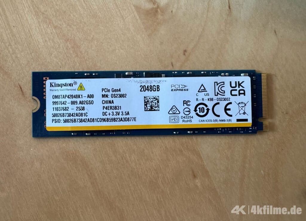Dieses NVMe-SSD-Modell von Kingston verrichtet im Geekom A9 Max seine Arbeit.