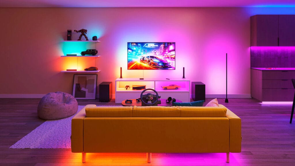 Die neue HDMI Sync Box 2.1 synchronisiert die Farben des TV-Bildes mit smarter Beleuchtung.