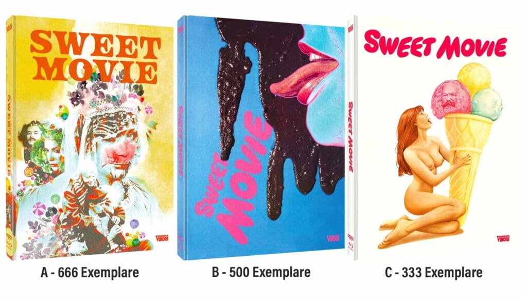 "Sweet Movie" erscheint als restaurierte Fassung auf 4K Blu-ray in drei streng limitierten Mediabook-Varianten. 