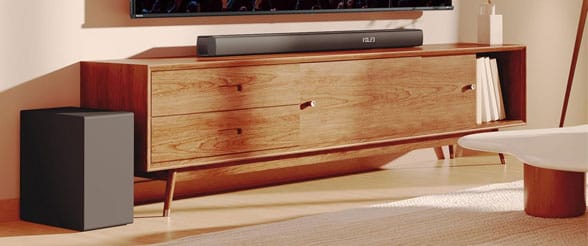 Die Hisense HS3100 Dolby Soundbar mit drahtlosem Subwoofer.