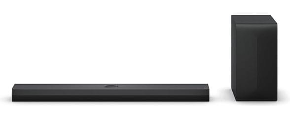Knapp dahinter die LG DS70TY Dolby Atmos Soundbar