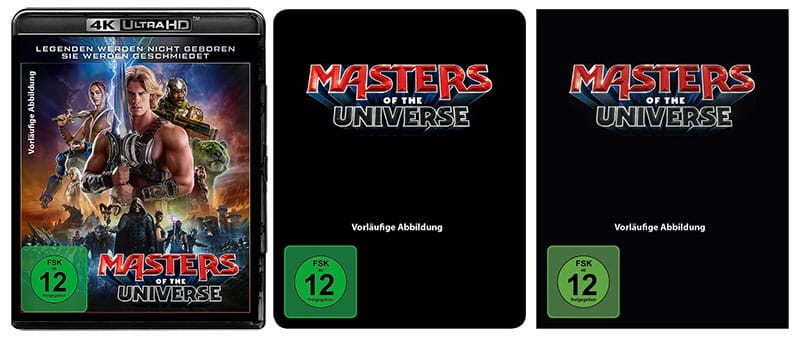 Masters of the Universe erscheint auf 4K Blu-ray als Standard, Steelbook und Collectors Edition (von links nach rechts)