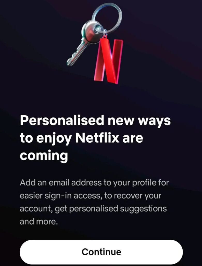 Netflix fordert nun für jedes Profil eine eigene E-Mail-Adresse.