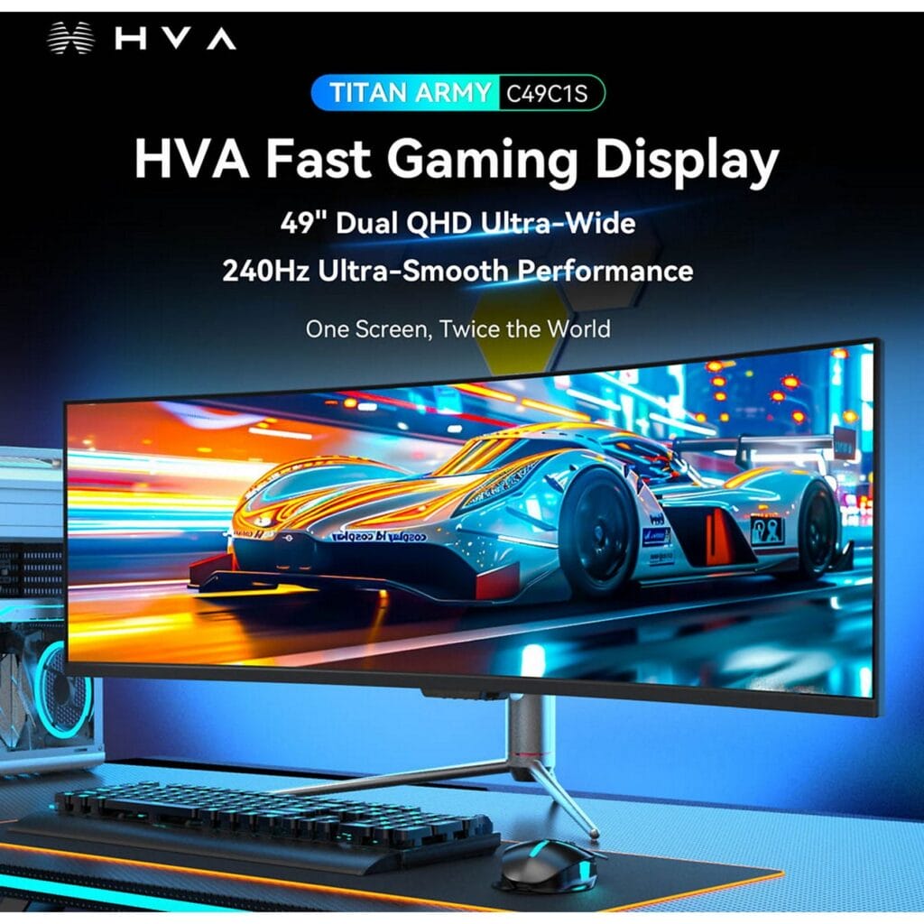 Der Titan Army C49C1S mit 49 Zoll DQHD-Auflösung und 240Hz liefert euch Ultra-Widescreen-Feeling zum kleinen Preis.
