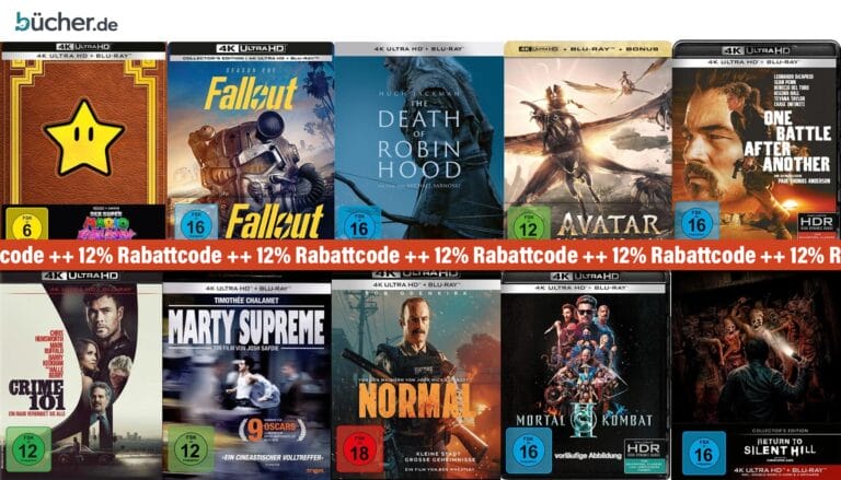 Jetzt mit 12% Rabattcode 4K Ultra HD Blu-rays und DVDs im Shop von bücher.de günstig kaufen