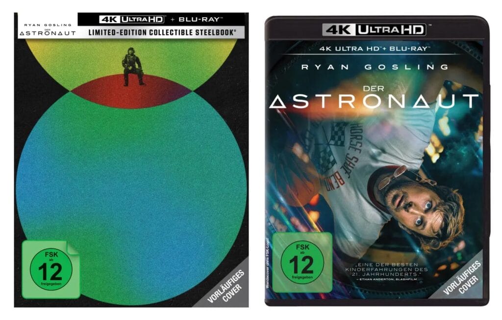 Der Astronaut: Links die limitierte Collectors Edition (Steelbook), rechts die Standard 4K UHD Blu-ray