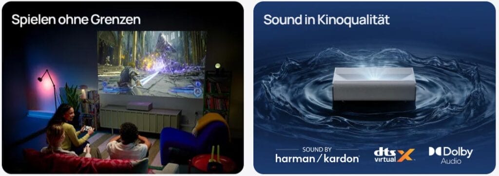 Der Xgimi Mira (Pro) ist ein echter Allrounder der sich für TV, Serien, Filme, 3D und Gaming einsetzen lässt. Der All-In-One-Charakter wird durch das integrierte Harman/Kardon-Soundsystem unterstrichen!