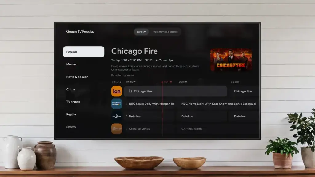 Auch Live-Kanäle findet ihr bei Google TV Freeplay.