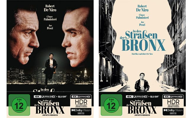 In den Straßen der Bronx in zwei 4K Blu-ray Mediabook-Varianten (links Version A / rechts Version B)