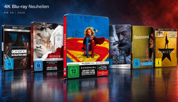 Das sind die 4K Blu-ray Neuheiten der KW 36 / 2026: Mit Supergirl, Backrooms, The Death of Robin Hood oder Interview mit einem Vampir.