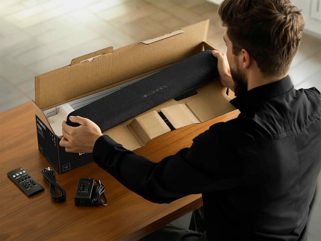Wer eine sehr kompakte Dolby Atmos Soundbar zum überschaubaren Preis sucht, liegt mit der Yamaha B200A vielleicht genau richtig.