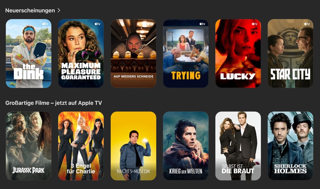 Zu den exklusiven Produktionen von Apple TV haben sich jetzt auch Filme anderer Hollywoodstudios ins Abo geschlichen, darunter "Jurassic Park", "Nachts im Museum" oder "Die Bourne Identität".