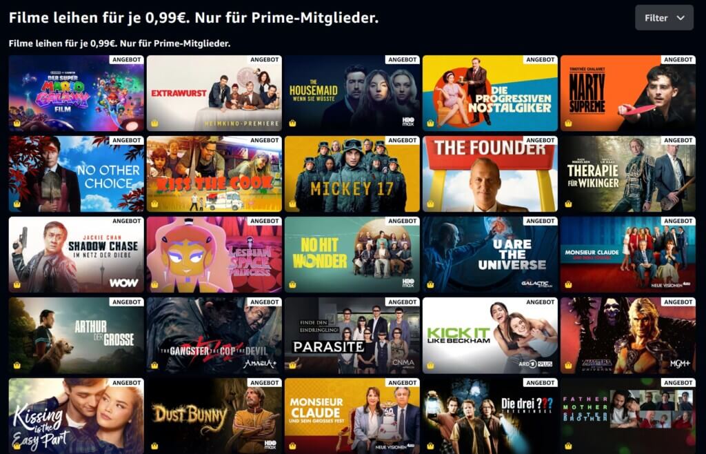Die ersten Zeilen der Filmauswahl der 99-Cent-Aktion beherbergen meist schon die größten Heimkino-Highlights.