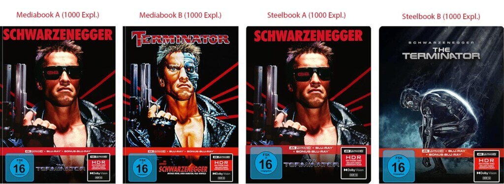 Terminator (1984): Die limitierten Mediabook- und Steelbook-Varianten auf 4K UHD Blu-ray. 
