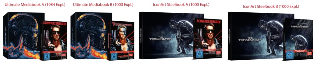 Terminator (1984) Ultimate Editions mit 4K Mediabook und IconArt Steelbook-Editions. 