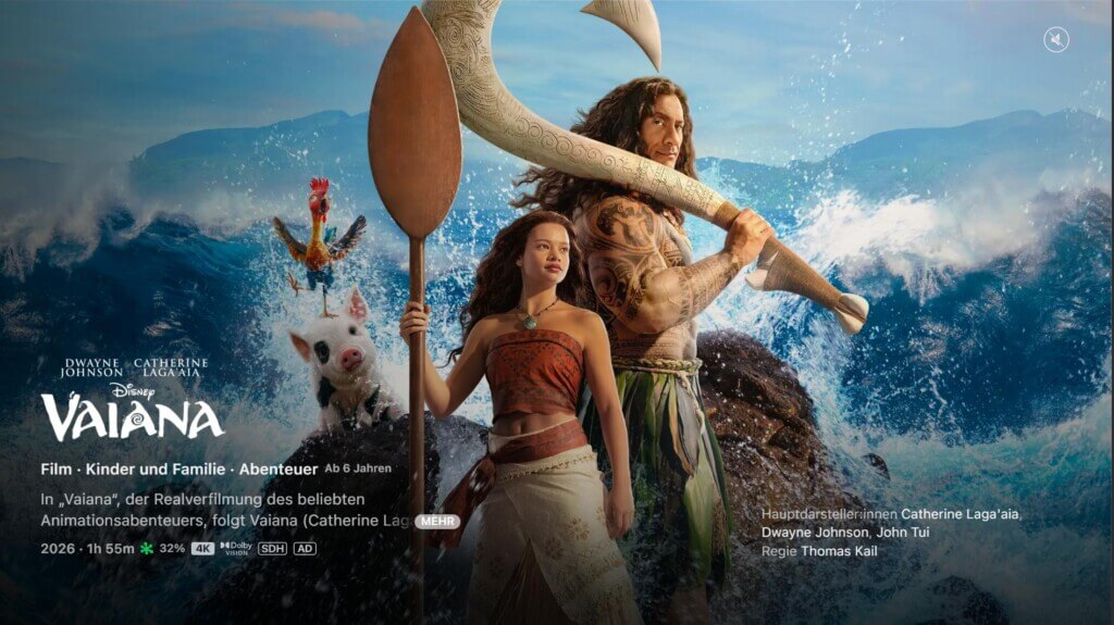 Auf Apple TV und Prime Video steht "Vaiana" bereits zum digitalen Kauf und Leihe bereit!