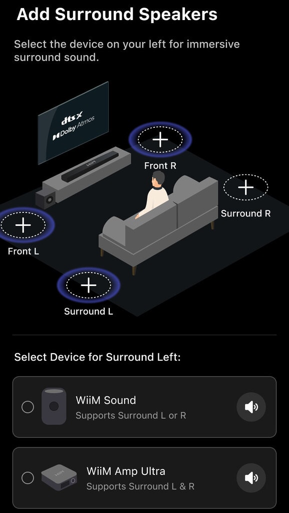 Über die App WiiM Home könnt ihr euch ein Surround-System einrichten.