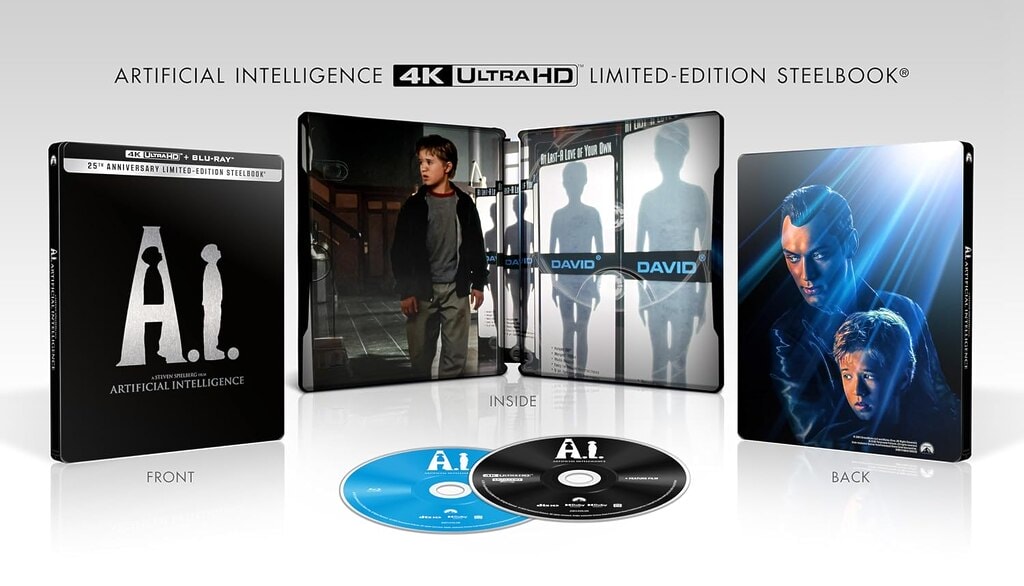 Das Artwork der deutschen Variante des "A.I.: Künstliche Intelligent" 4K Steelbooks dürfte sich an der US-Variante orientieren (abgebildet).
