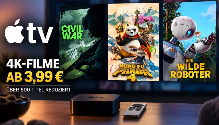 Neue 4K-Schnäppchen auf Apple TV: Civil War, Der Wilde Roboter, Babygirl, Kung Fu Panda 4 uvm.