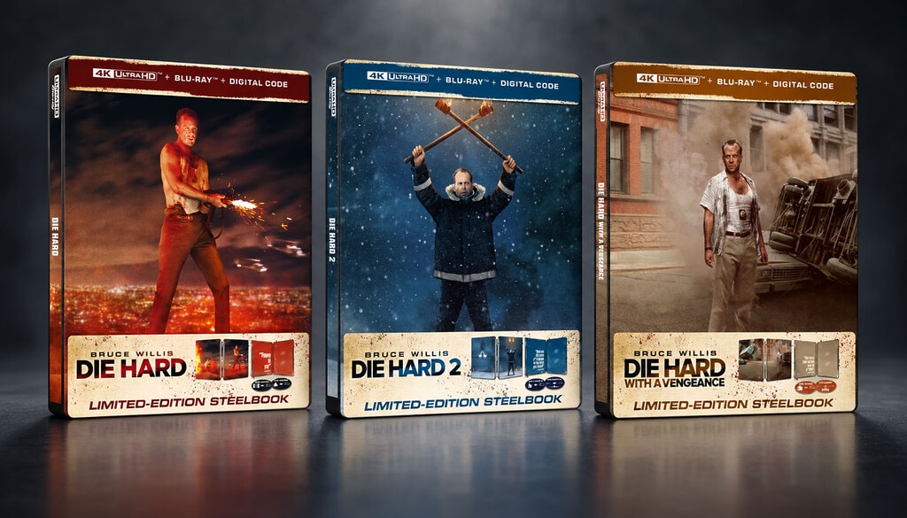 Die Action-Klassiker "Stirb Langsam 1-3" mit Bruce Willis erscheinen Ende 2026 auch in Deutschland in limitierten 4K Blu-ray Steelbooks!