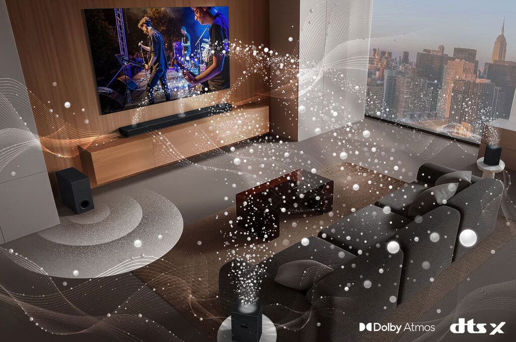Nicht ganz unwichtig: Neben dem marktbeherrschenden Dolby Atmos wird auch das Konkurrenzformat DTS:X von der LG DS95TR unterstützt