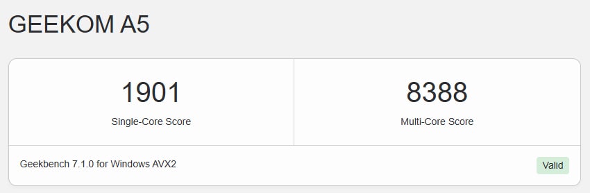 Messergebnisse des Geekbench 7.1-Benchmark (CPU)